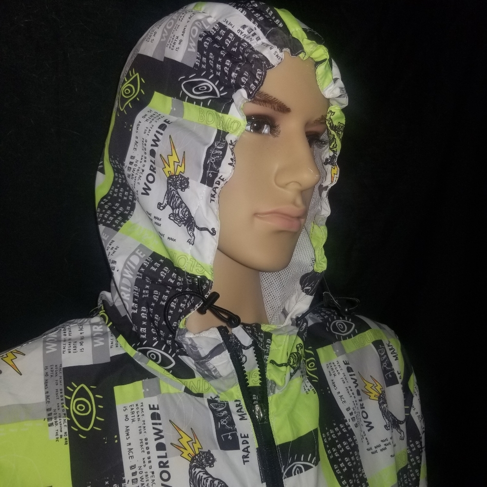 Forever 21 Mens Graphic Worldwide Windbreaker
